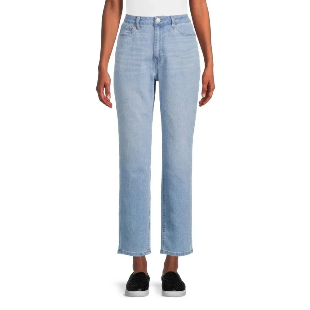 No Boundaries Juniors' High Rise Mom Jeans Light Wash Size 13 NWT